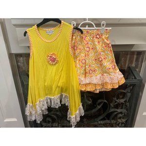 Baxter and Beatrice two piece girls summer outfit orange yellow 12 (Bin A)